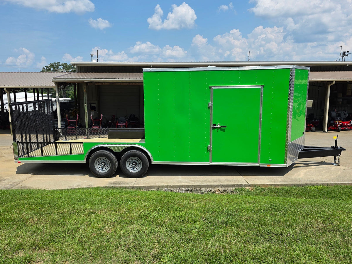 8.5x24 Lime Green Enclosed Hybrid (2) 7,000lb axles