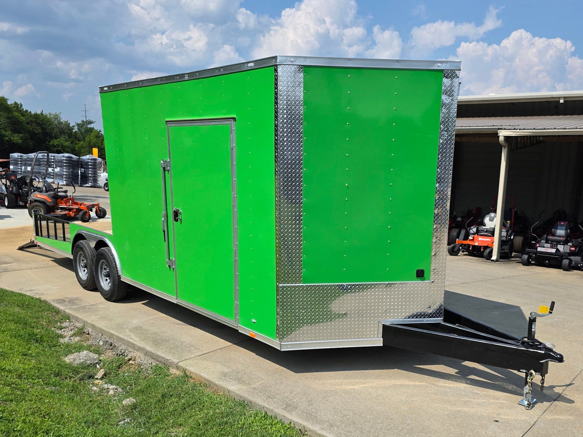 8.5x24 Lime Green Enclosed Hybrid (2) 7,000lb axles