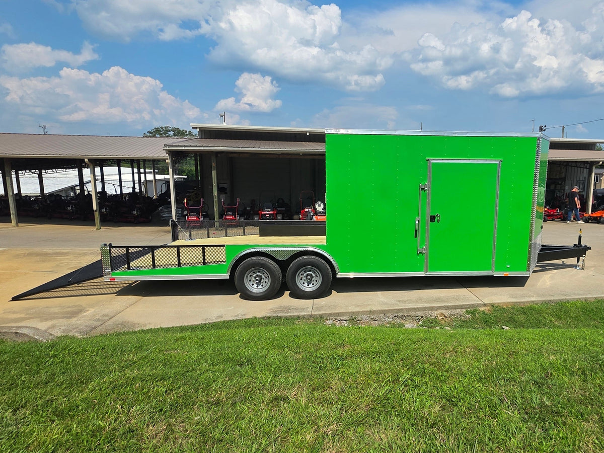8.5x24 Lime Green Enclosed Hybrid (2) 7,000lb axles