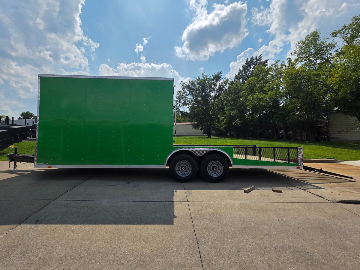 8.5x24 Lime Green Enclosed Hybrid (2) 7,000lb axles