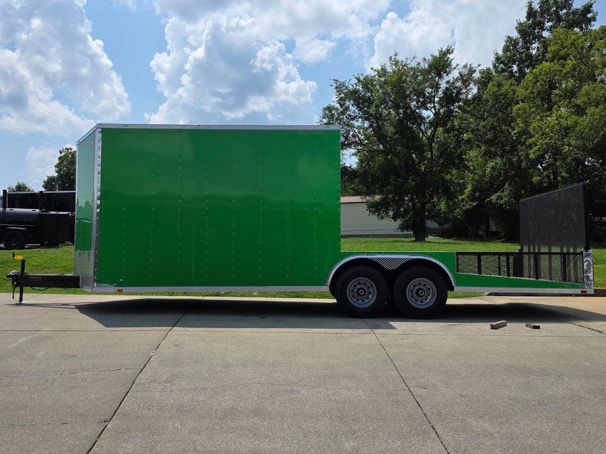 8.5x24 Lime Green Enclosed Hybrid (2) 7,000lb axles