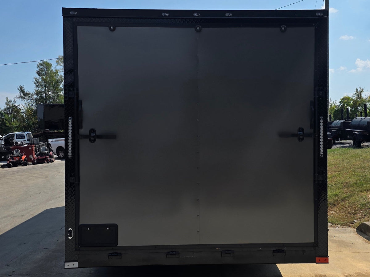 8.5x28  Grey Enclosed Trailer For Race, Show Car Fully Loaded (2) 7,000LB Axle 14K GVWR