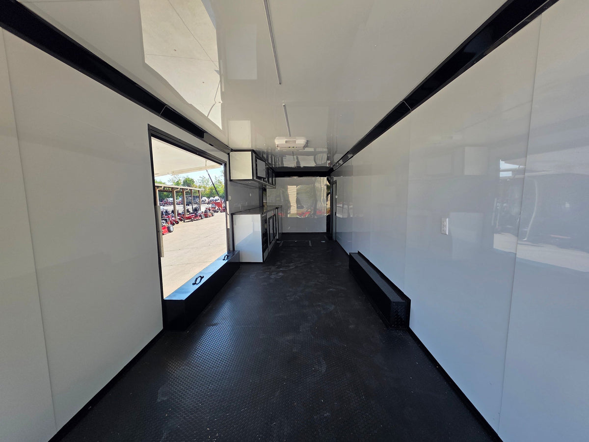 8.5x28  Grey Enclosed Trailer For Race, Show Car Fully Loaded (2) 7,000LB Axle 14K GVWR