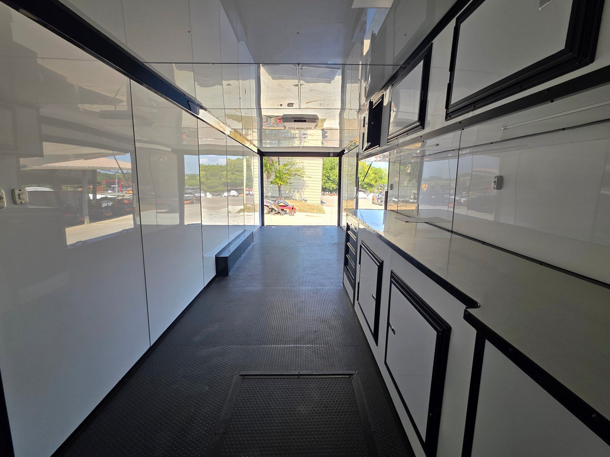 8.5x28  Grey Enclosed Trailer For Race, Show Car Fully Loaded (2) 7,000LB Axle 14K GVWR