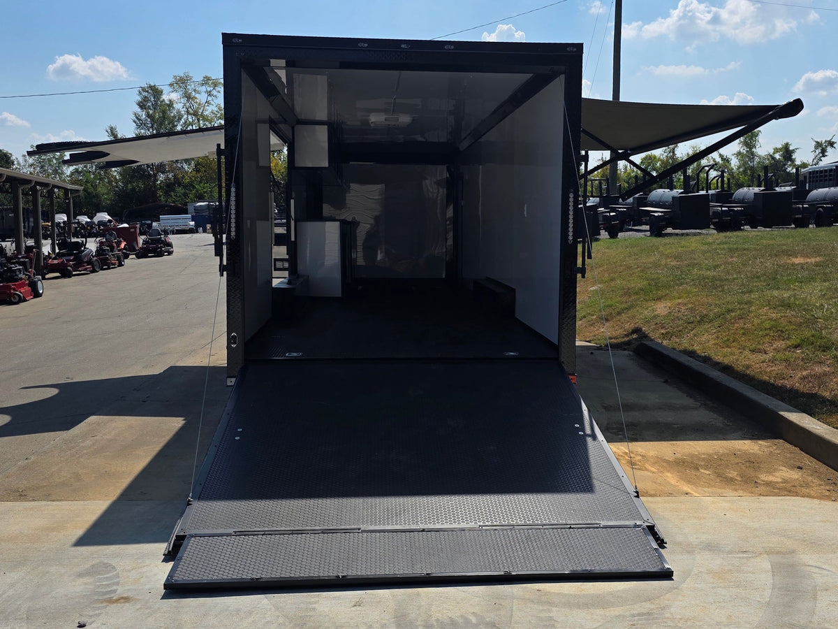 8.5x28  Grey Enclosed Trailer For Race, Show Car Fully Loaded (2) 7,000LB Axle 14K GVWR
