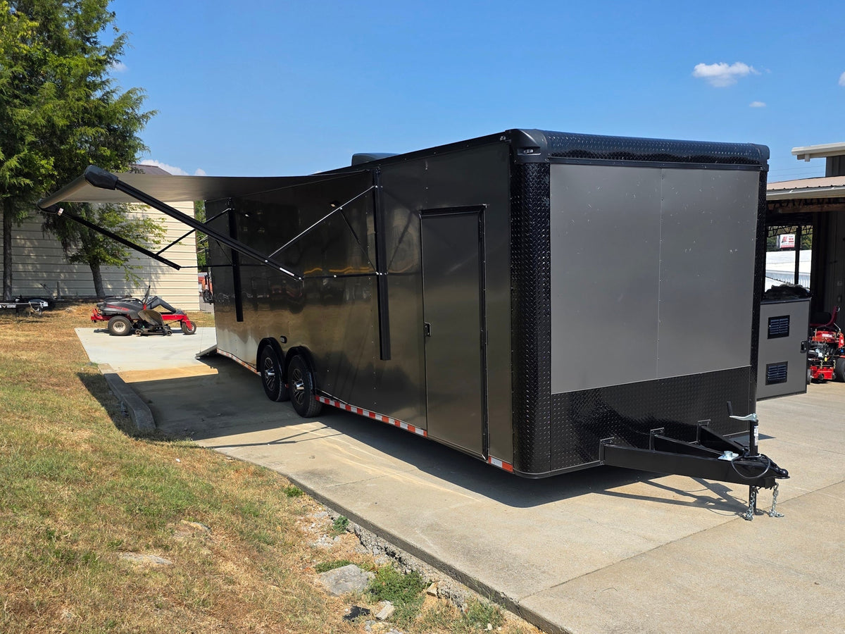 8.5x28  Grey Enclosed Trailer For Race, Show Car Fully Loaded (2) 7,000LB Axle 14K GVWR