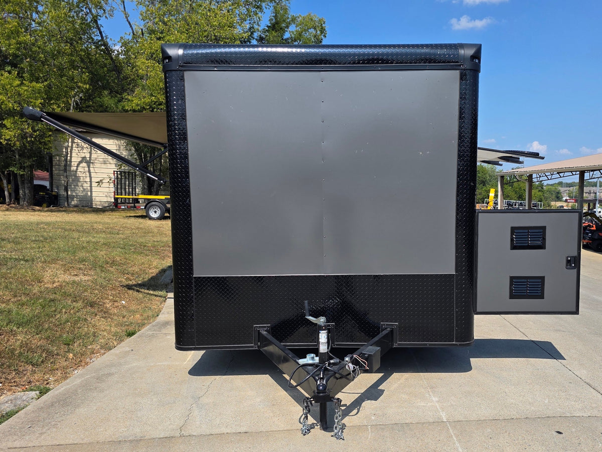 8.5x28  Grey Enclosed Trailer For Race, Show Car Fully Loaded (2) 7,000LB Axle 14K GVWR