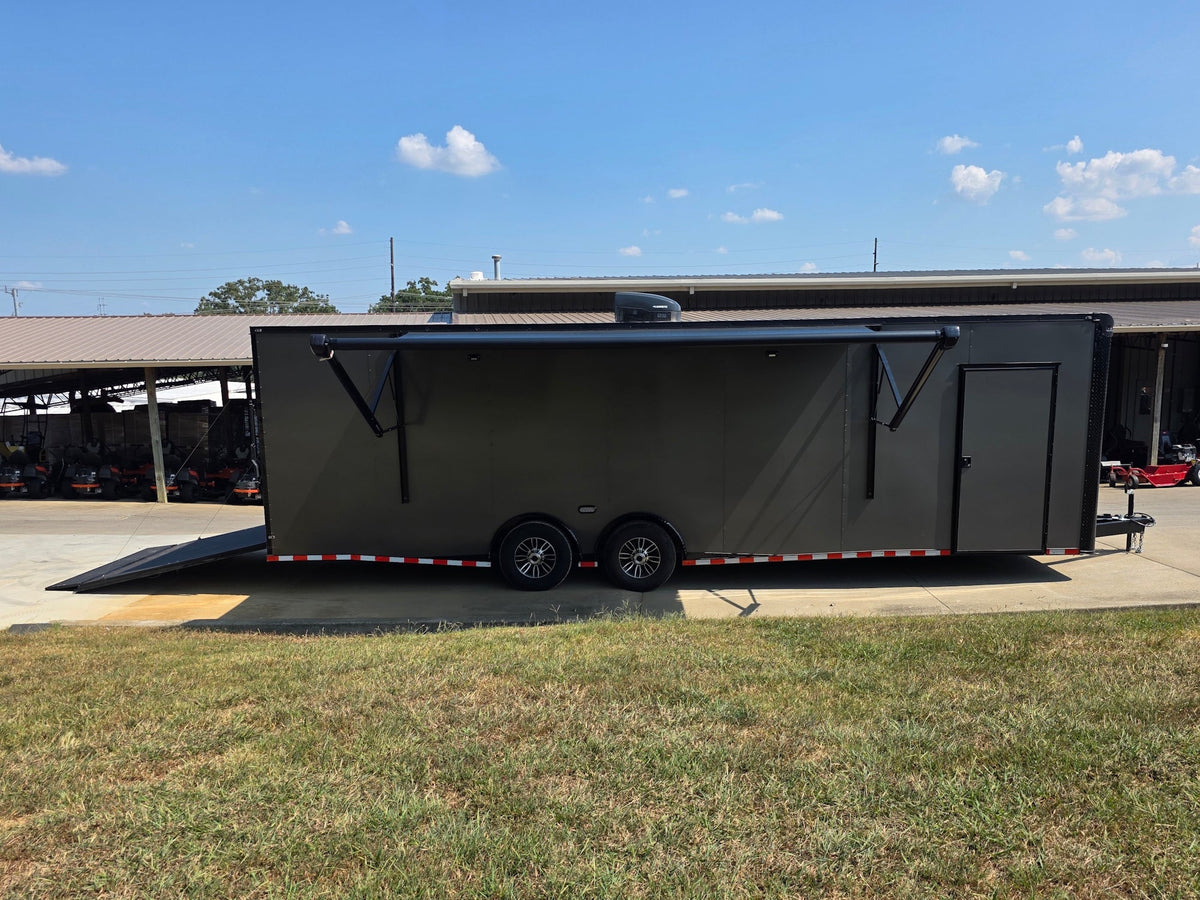 8.5x28  Grey Enclosed Trailer For Race, Show Car Fully Loaded (2) 7,000LB Axle 14K GVWR