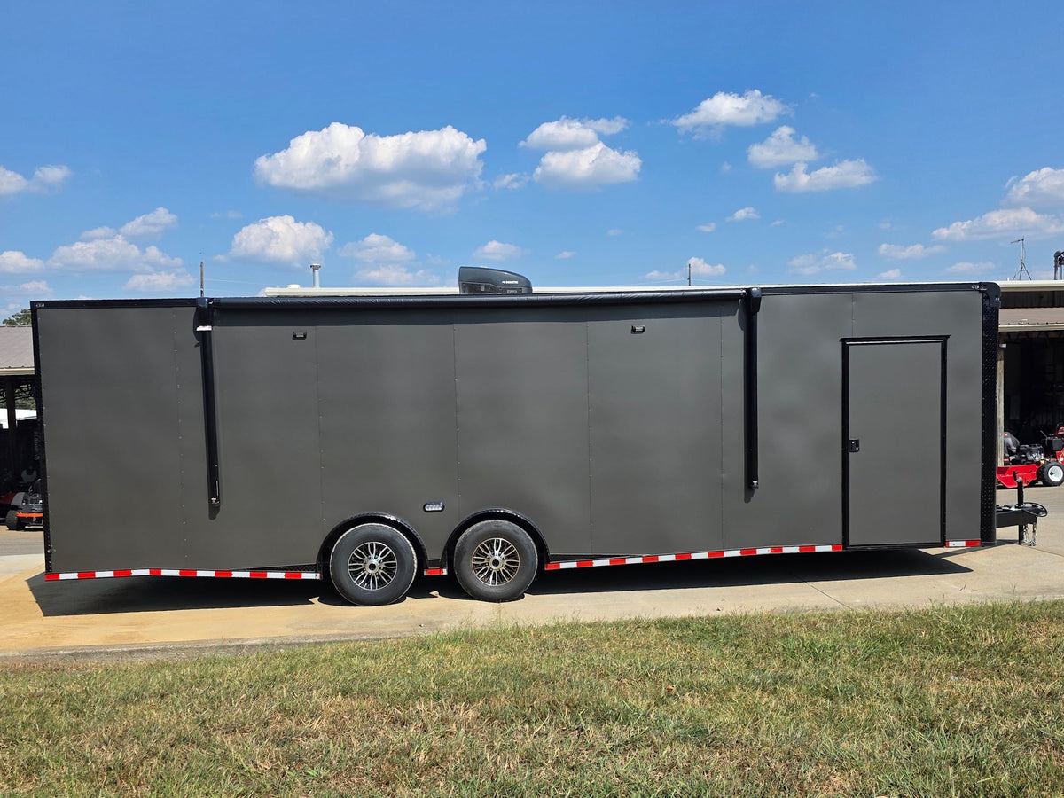 8.5x28  Grey Enclosed Trailer For Race, Show Car Fully Loaded (2) 7,000LB Axle 14K GVWR