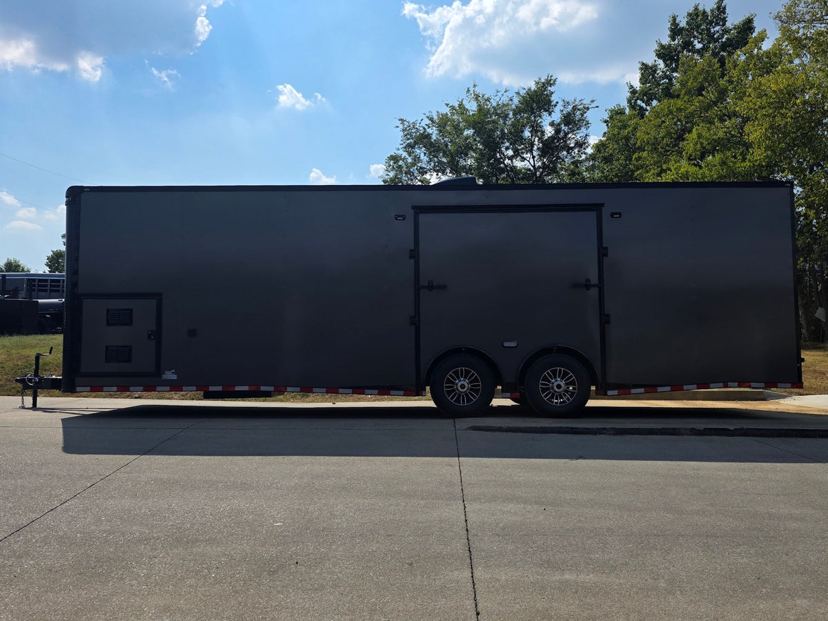 8.5x28  Grey Enclosed Trailer For Race, Show Car Fully Loaded (2) 7,000LB Axle 14K GVWR