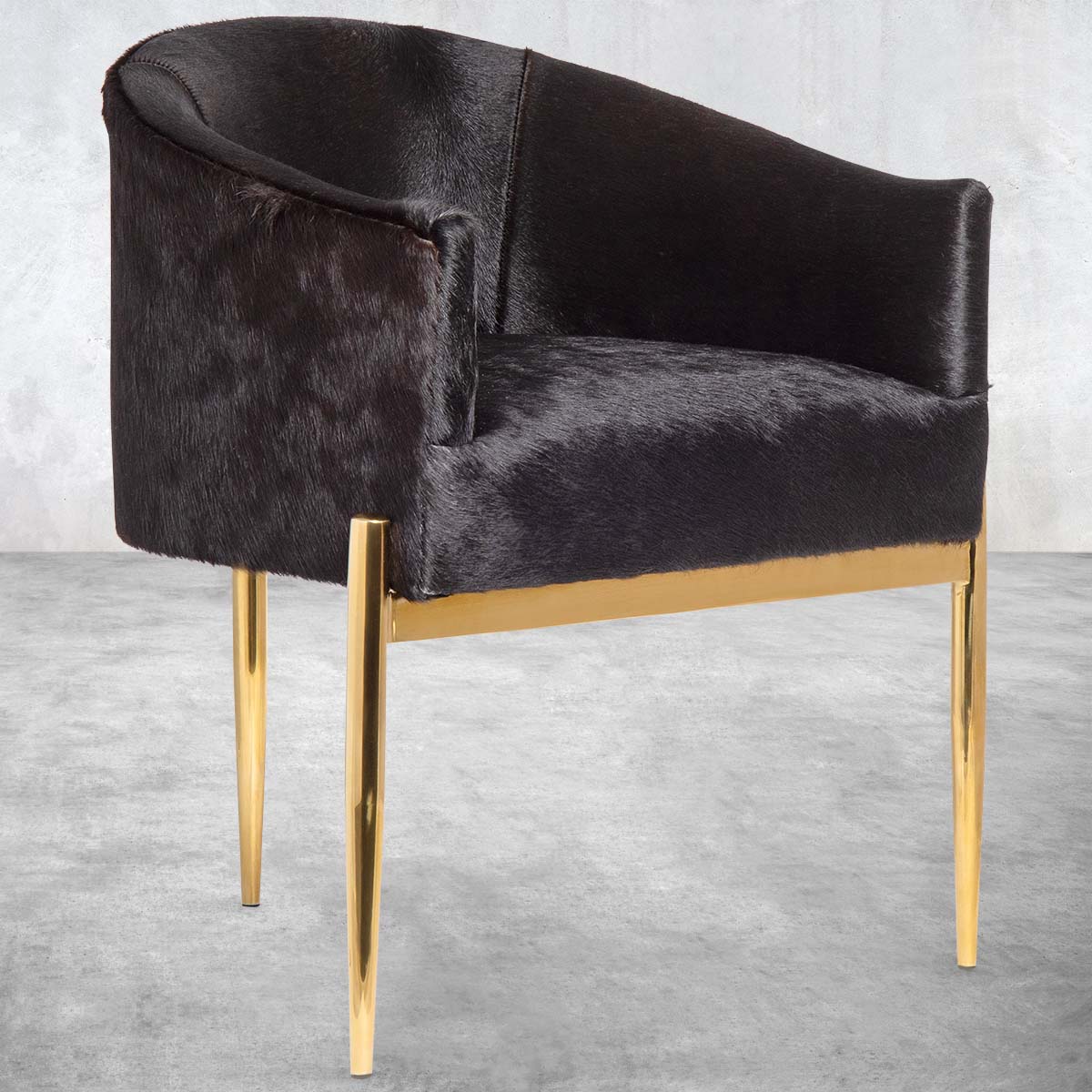Art Deco Dining Chair in Black Cowhide