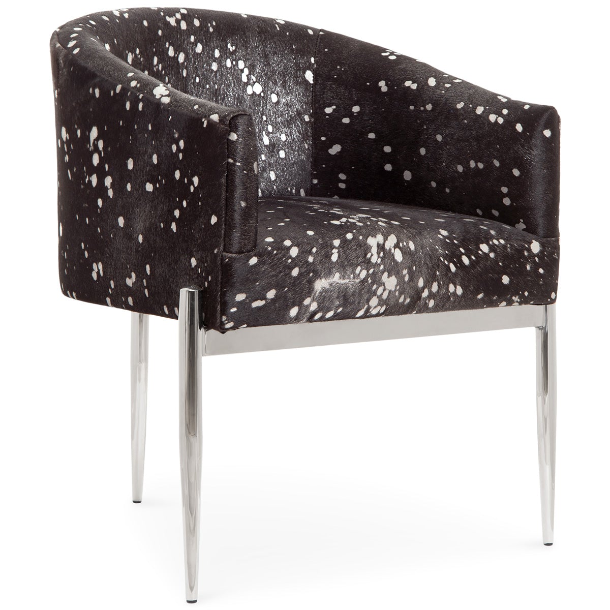 Art Deco Dining Chair in Black Silver Speckled Cowhide