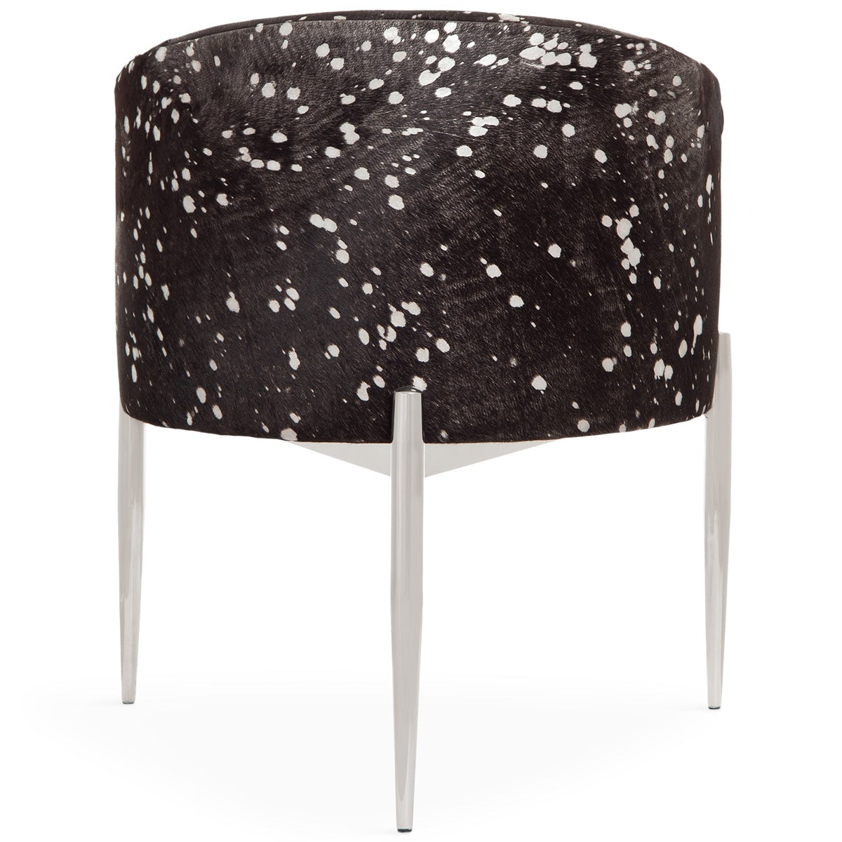 Art Deco Dining Chair in Black Silver Speckled Cowhide