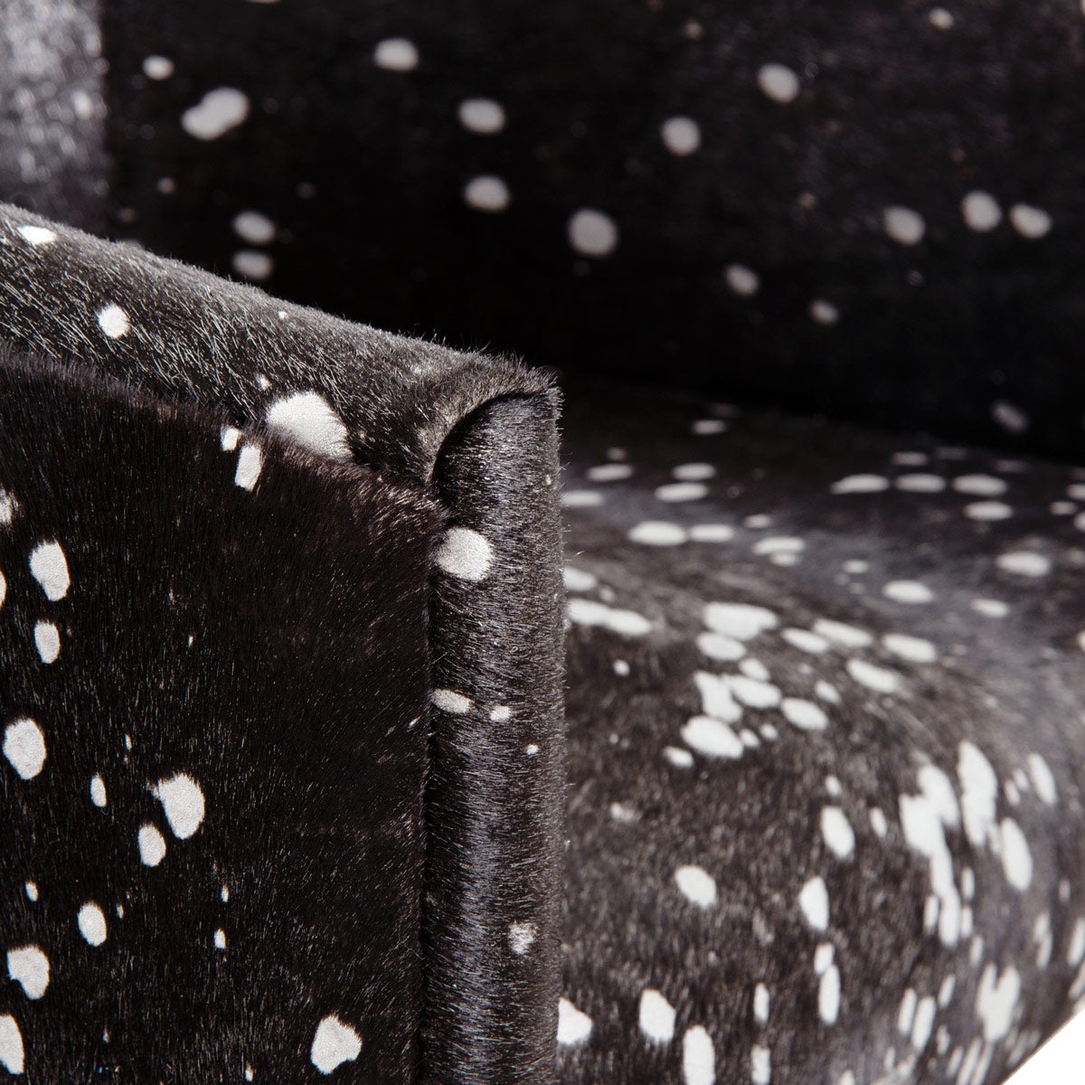 Art Deco Dining Chair in Black Silver Speckled Cowhide