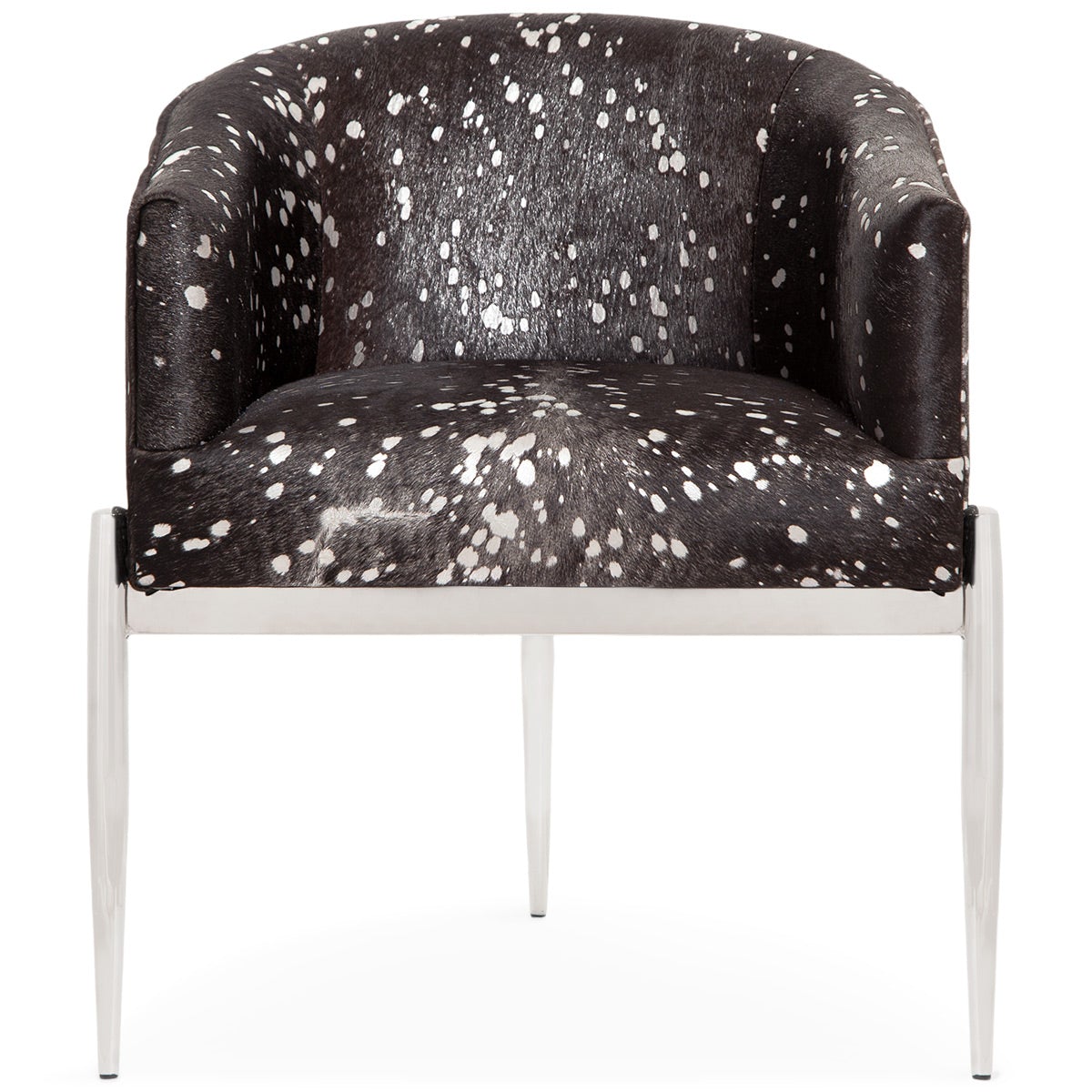 Art Deco Dining Chair in Black Silver Speckled Cowhide
