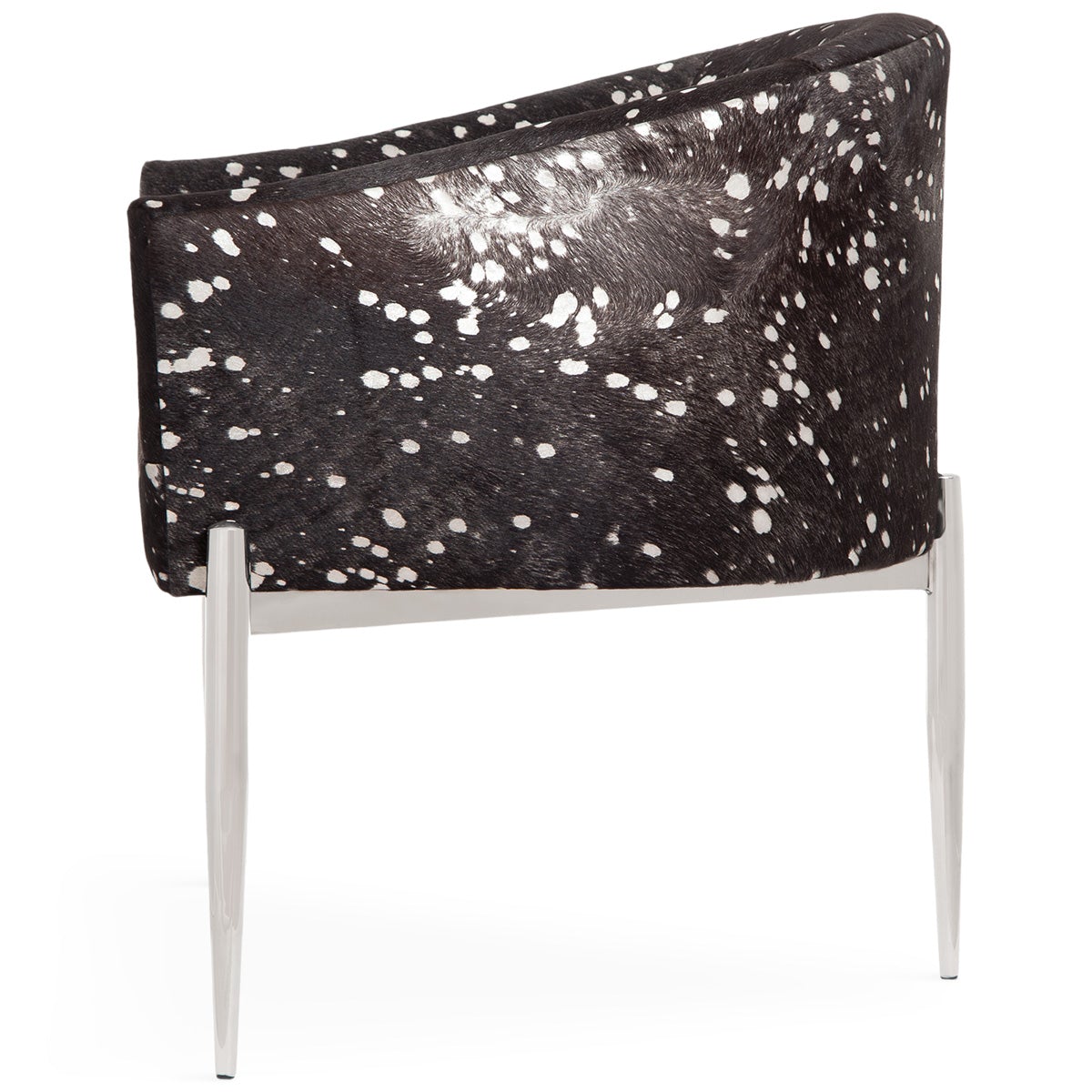 Art Deco Dining Chair in Black Silver Speckled Cowhide