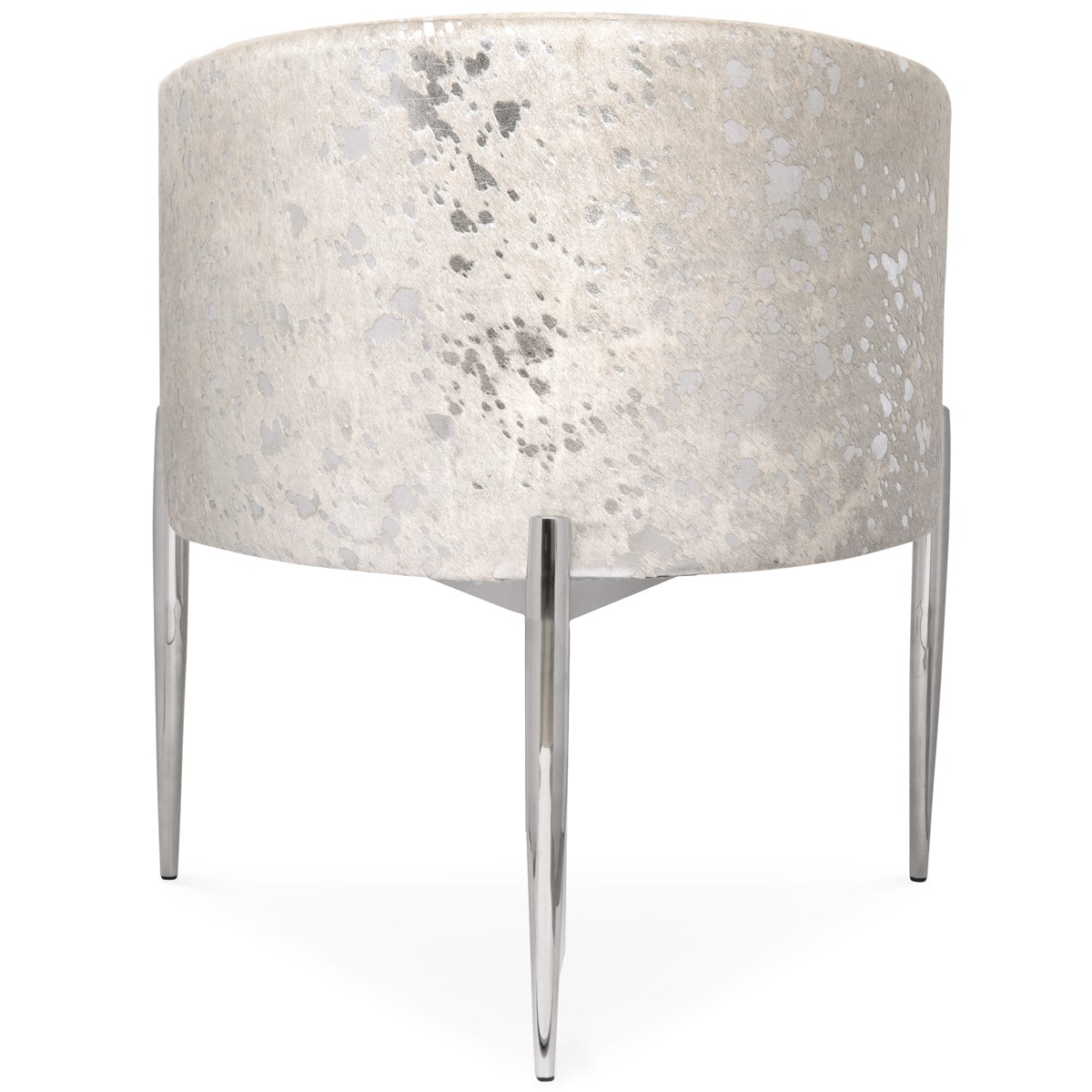 Art Deco Dining Chair in Silver Speckled Cowhide