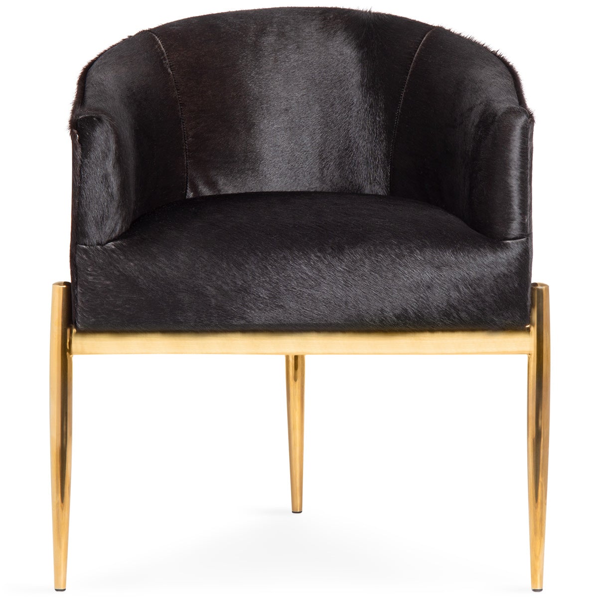 Art Deco Dining Chair in Black Cowhide