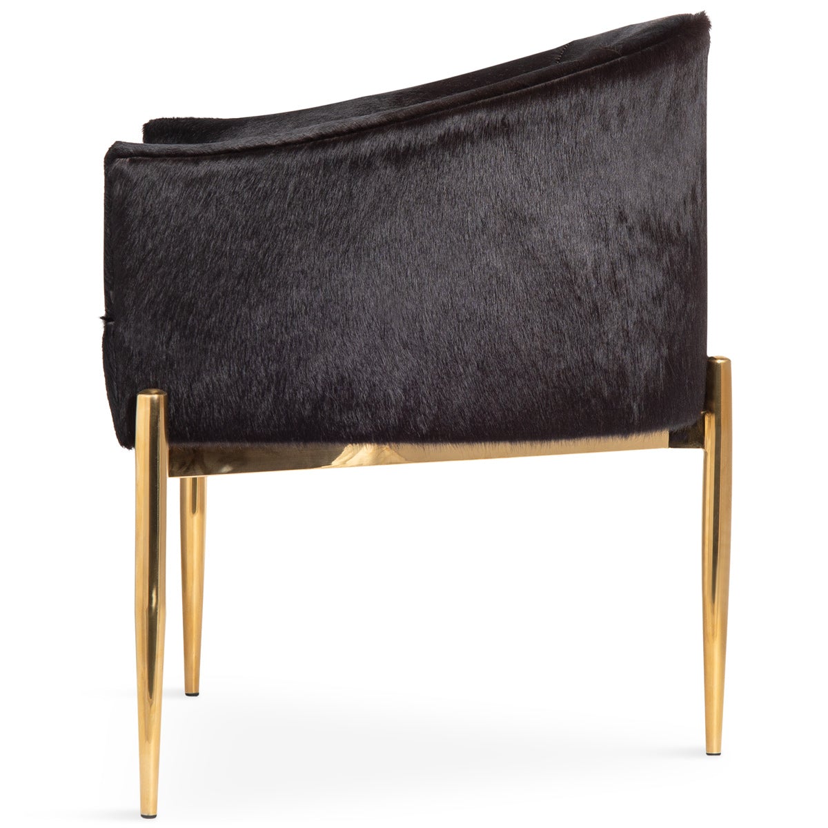 Art Deco Dining Chair in Black Cowhide