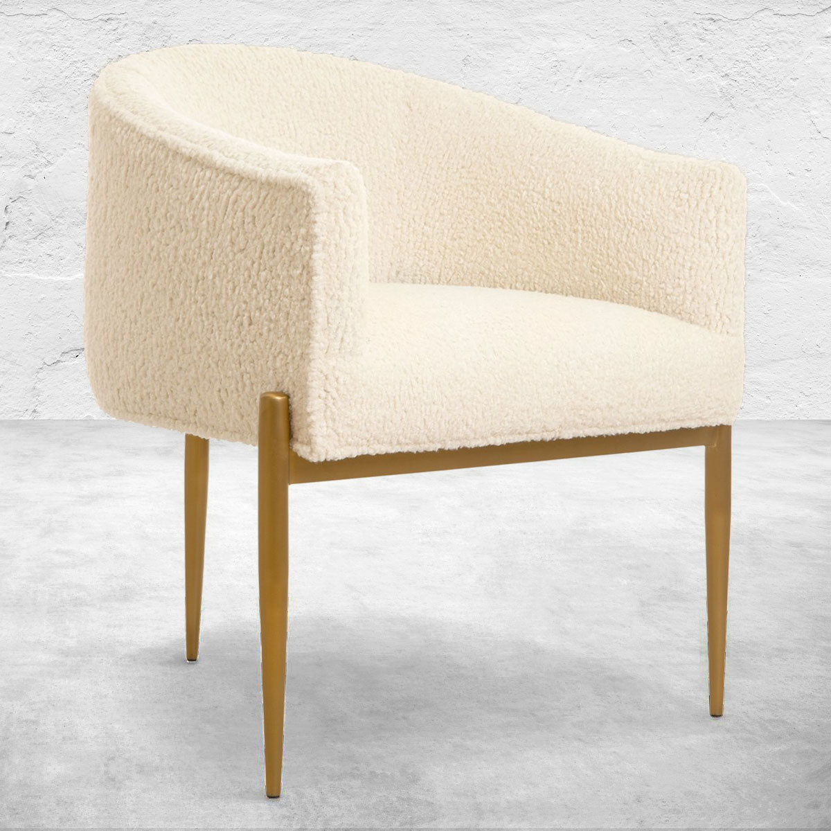 Art Deco Dining Chair in Faux Sheepskin