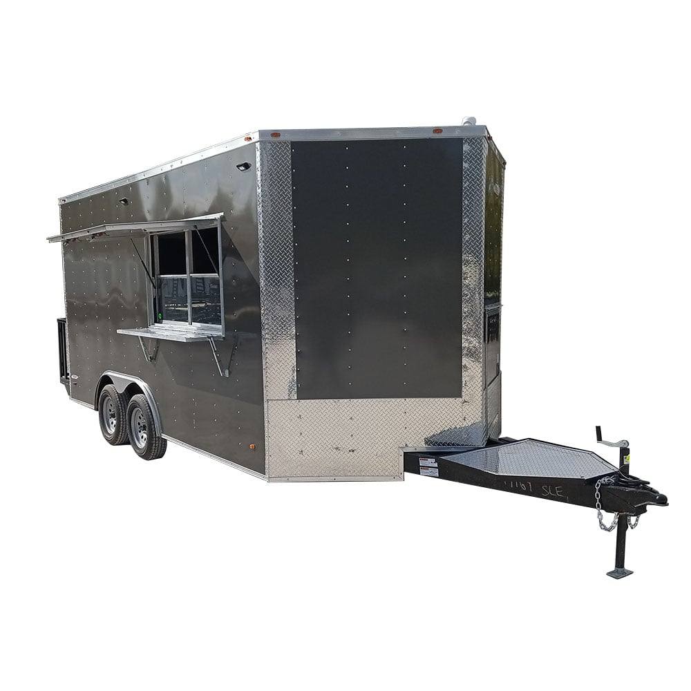 8.5' x 16' Charcoal Gray Food Vending Concession Trailer